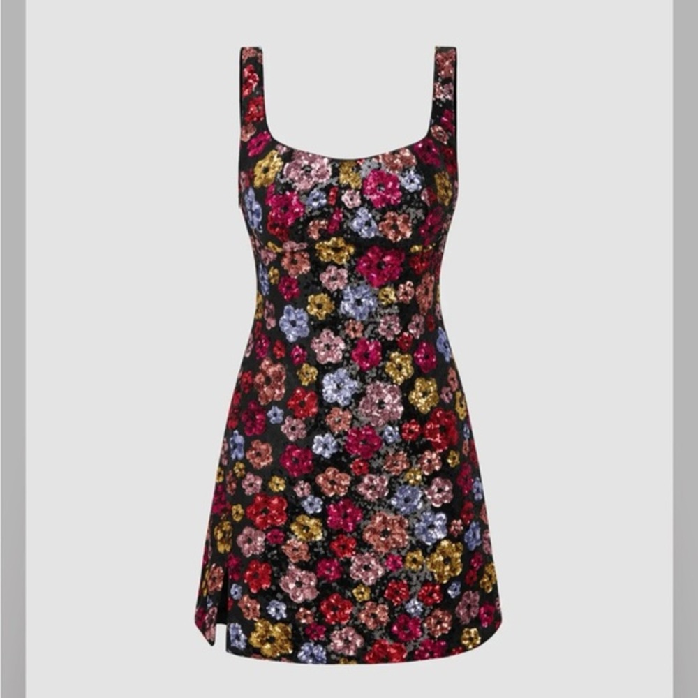 Floral Sequin Mini Dress - Multicolor